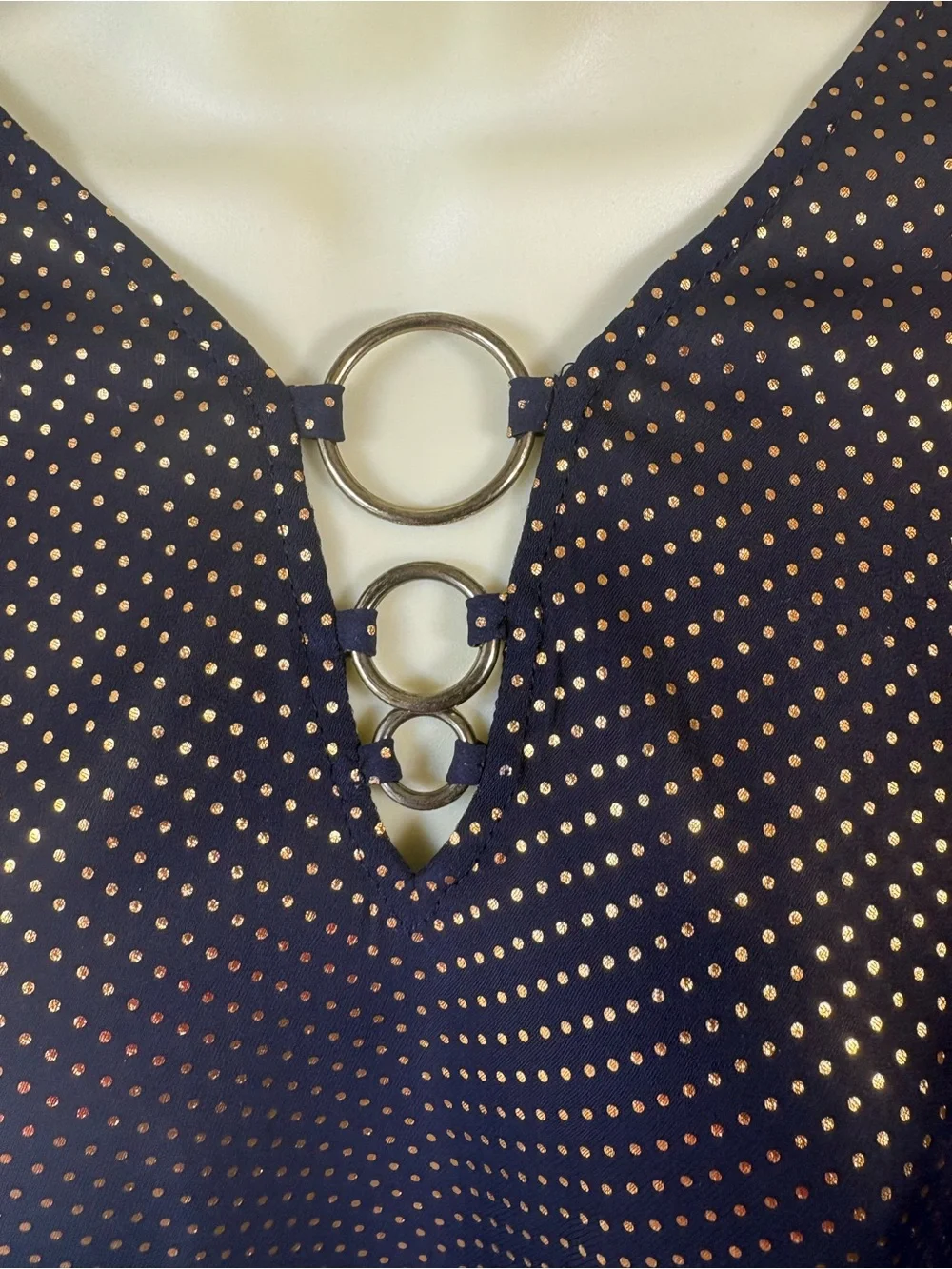 Michael Kors 3X Navy Gold Polka Dot Chiffon Poncho Cover Up Plus Size